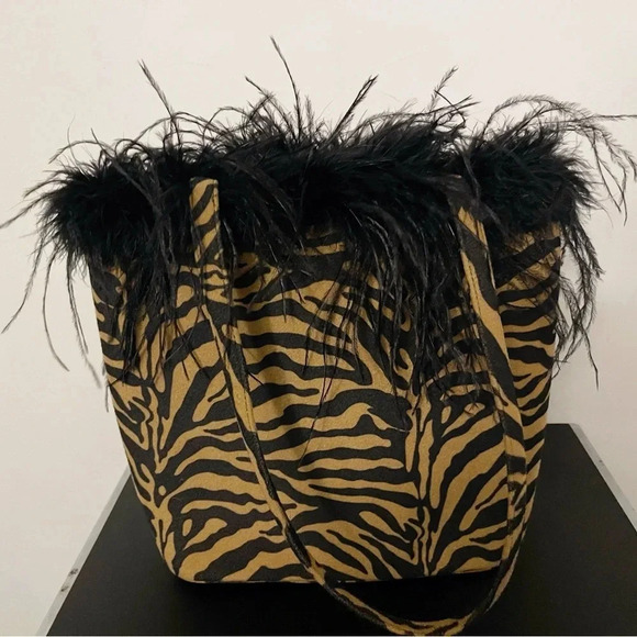 Animal print fur shoulder bag retro chic fall trend party - Picture 1 of 6
